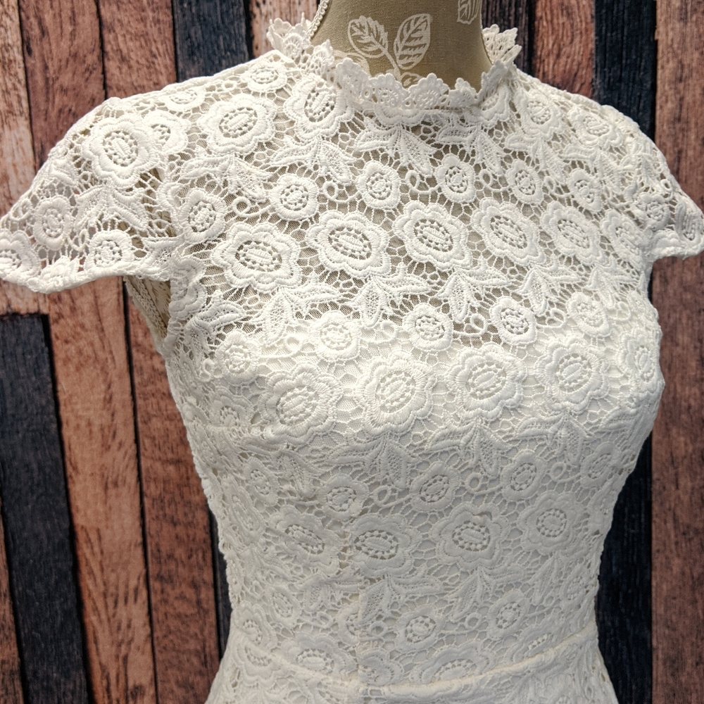 Happily Ever Laughter Lace A-Line Dress in White